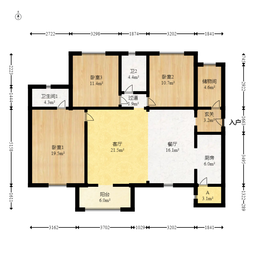 时代倾城四期  4室2厅2卫   108.60万室内图1