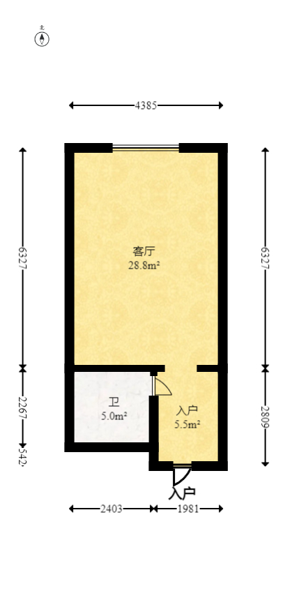 爱都（IDO）  1室1厅1卫   31.50万室内图1