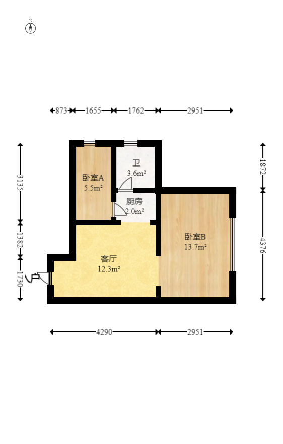 里约荟  2室1厅1卫   60.00万室内图1