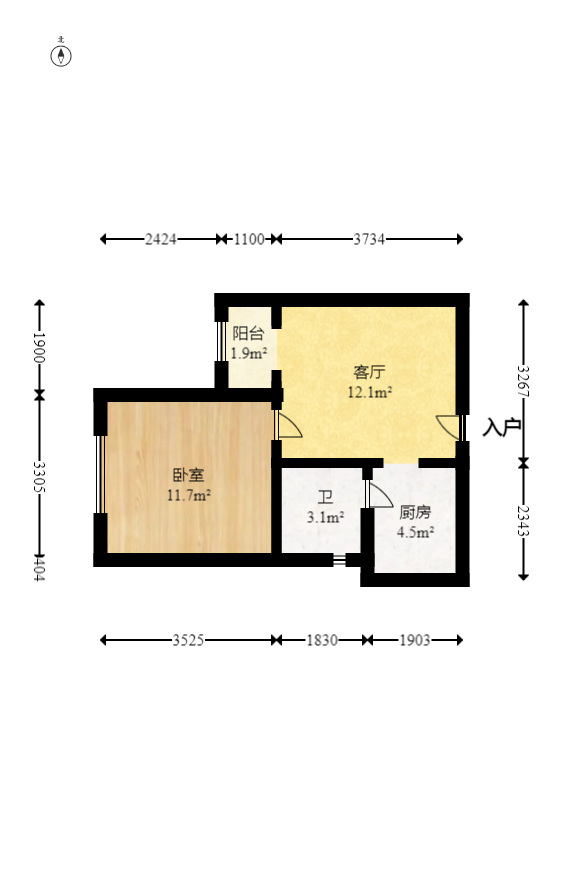 藏珑湖上国际花园  1室1厅1卫   45.00万室内图1