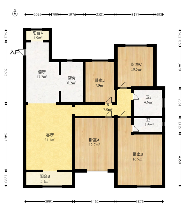 绿地长沙城际空间站（绿地新里佳苑）  4室2厅2卫   165.00万室内图1