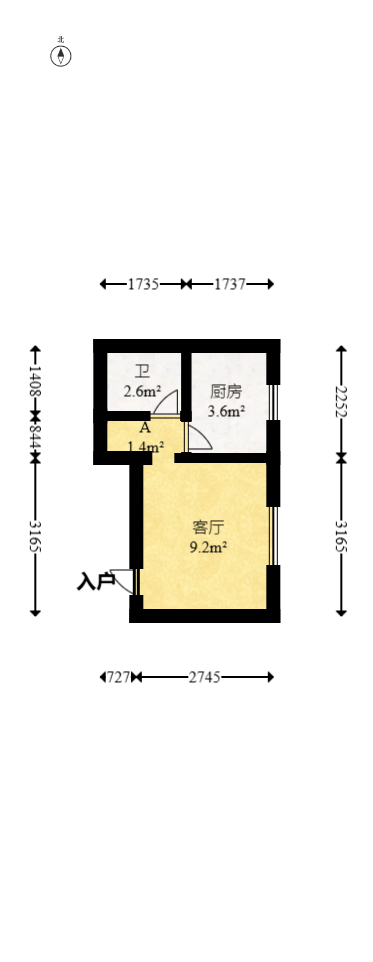 凯通国际城（凯通朝庭）  1室1厅1卫   26.00万室内图1