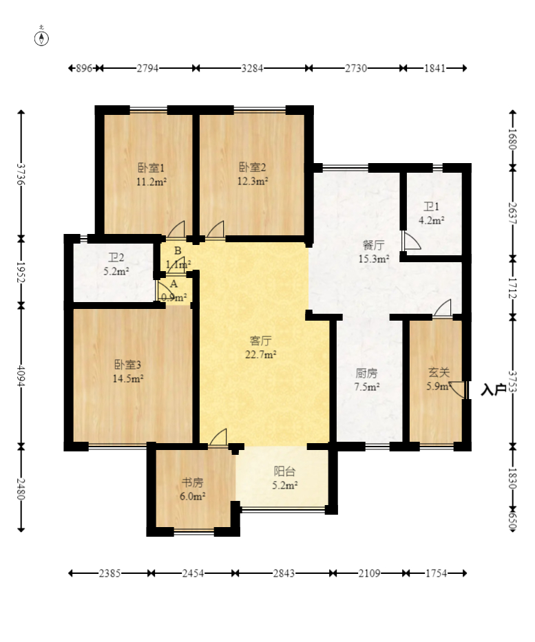 时代倾城一期 3室2厅1卫 108.0万 时代倾城一期 3室2厅1卫 108.0万户型图