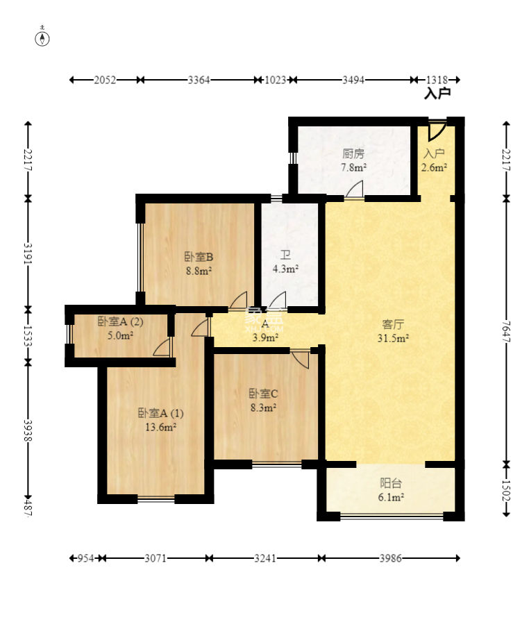 达美D6区  3室2厅2卫    95.0万