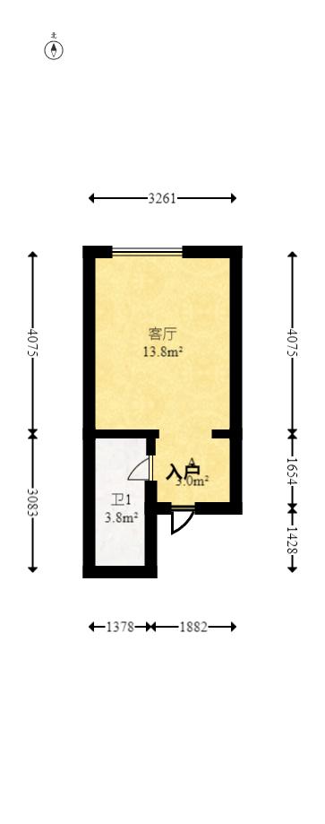 佳兆业云顶都汇  1室1厅1卫   25.00万室内图1