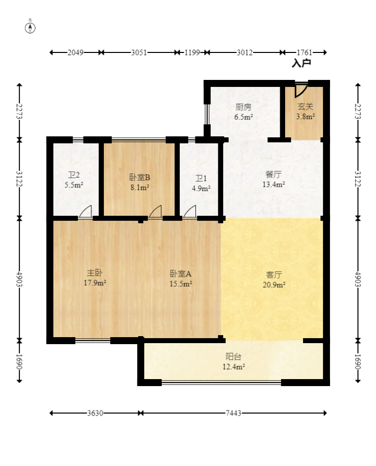建投象山国际  3室2厅1卫    119.99万室内图1