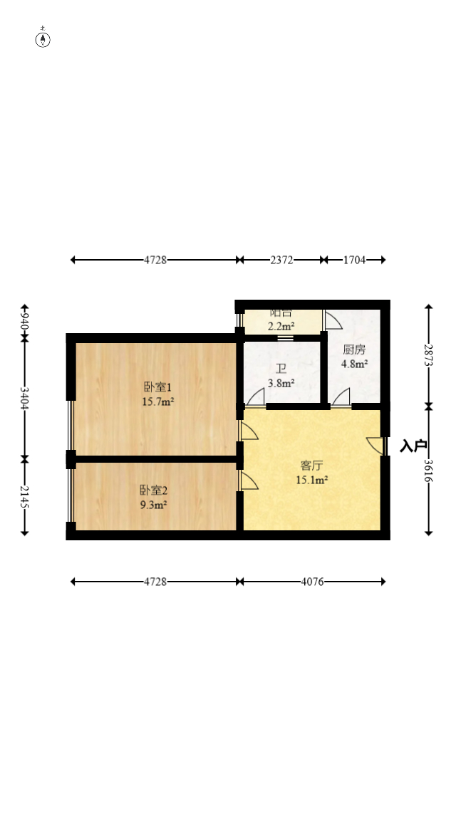 天鸿天府(天鸿中央大院)  2室1厅1卫    45.8万 天鸿天府(天鸿中央大院)  2室1厅1卫    45.8万户型图