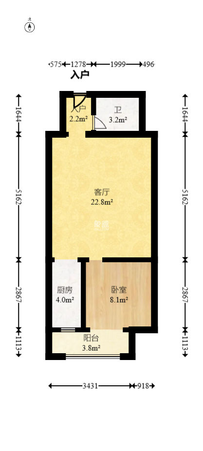 先锋东外滩  1室1厅1卫   55.00万