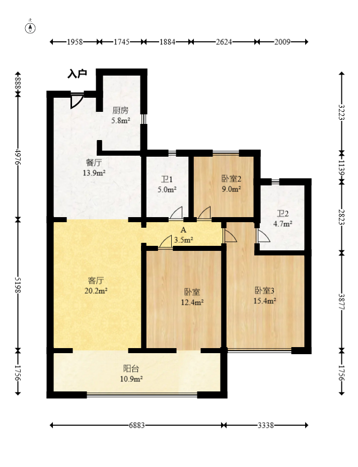 龙湖春江天曜一期 3室2厅2卫 188.0万 龙湖春江天曜一期 3室2厅2卫 188.0万户型图