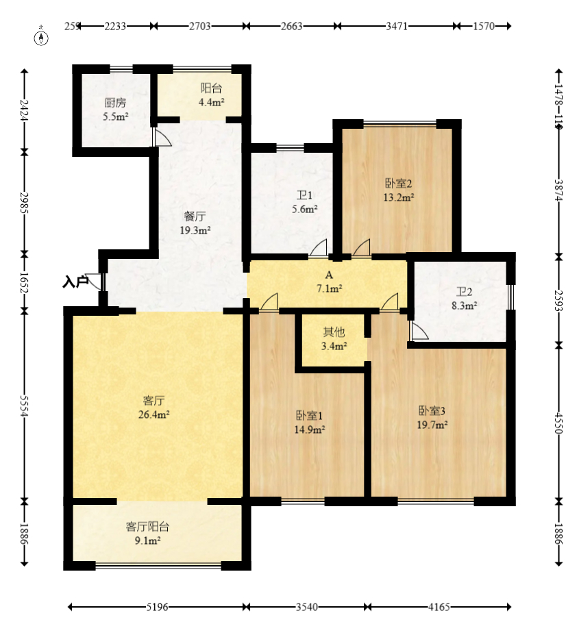 博林云栖  3室2厅2卫    159.8万 博林云栖  3室2厅2卫    159.8万户型图