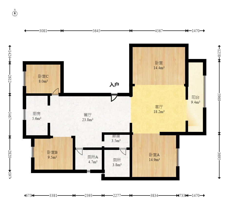 建发电建江山悦  4室2厅2卫   160.00万室内图1