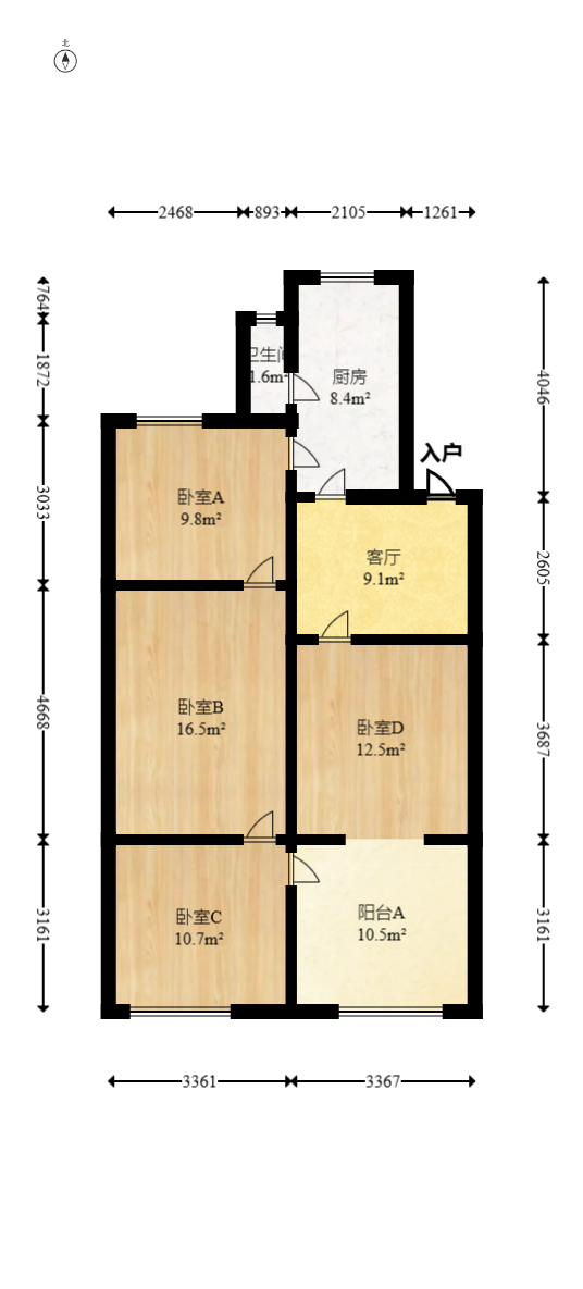 湘农桥社区  3室2厅1卫    62.8万室内图1