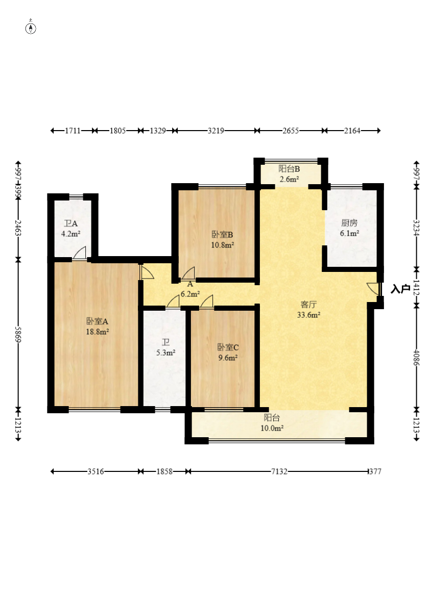 中建梅溪湖中心  4室2厅2卫   188.00万室内图1