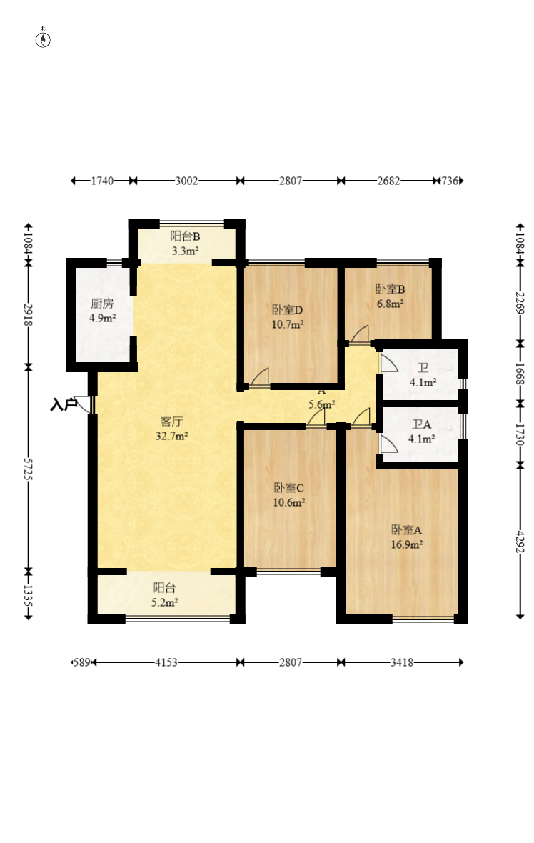 卓越浅水湾 4室2厅2卫 126.7万 卓越浅水湾 4室2厅2卫 126.7万户型图