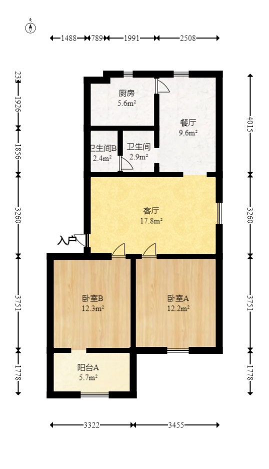 湖南石油化学工业局小区(侯家塘化工厅) 2室2厅1卫 55.0万 湖南石油化学工业局小区(侯家塘化工厅) 2室2厅1卫 55.0万户型图