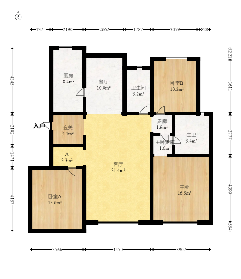 绿地公馆（绿地名邸）  3室2厅2卫    155.0万室内图1
