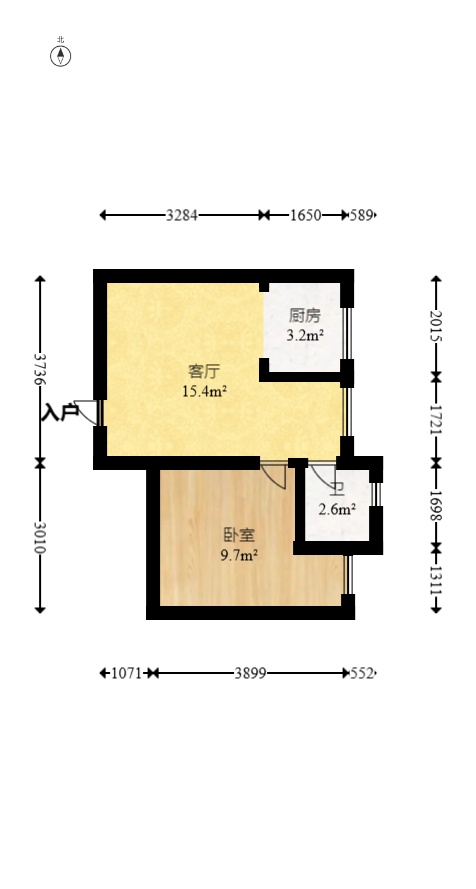 联美品格  1室1厅1卫   34.00万室内图1