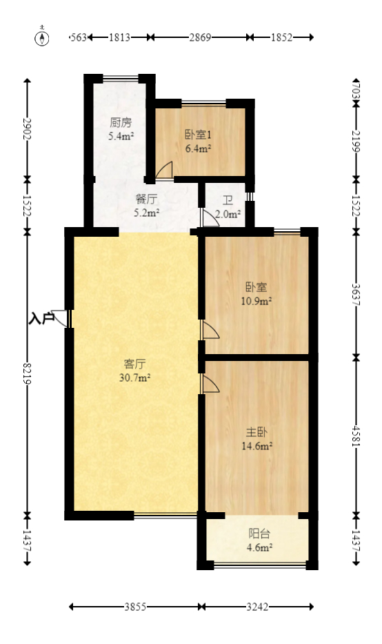 星典时代  3室1厅1卫   83.70万室内图1