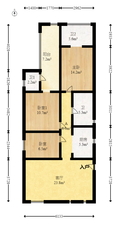 郡原居里  3室2厅1卫   68.00万室内图1