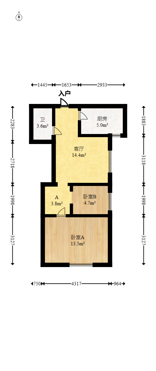 西子湖畔沃府  2室1厅1卫   45.90万室内图1