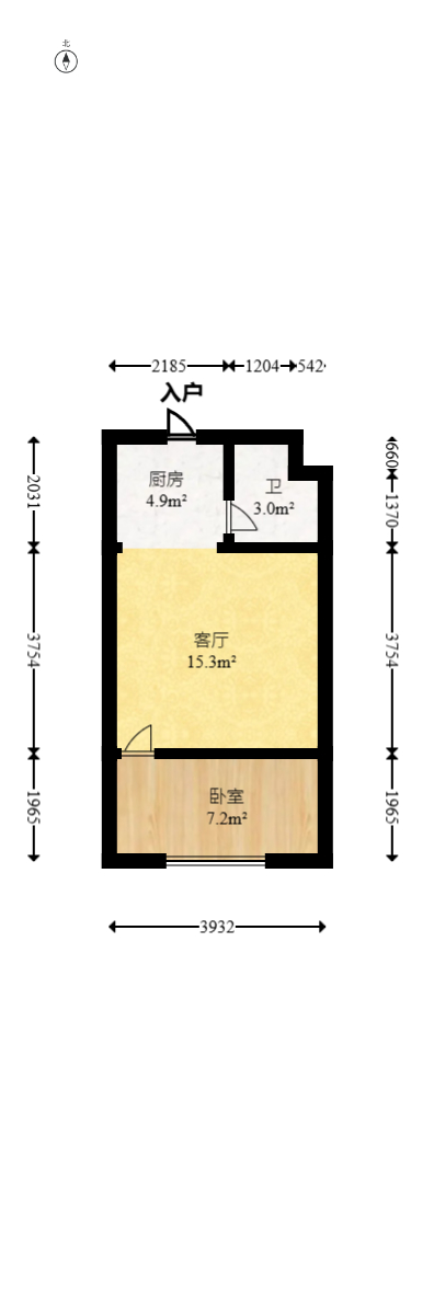金茂梅溪湖  1室1厅1卫   37.00万室内图1