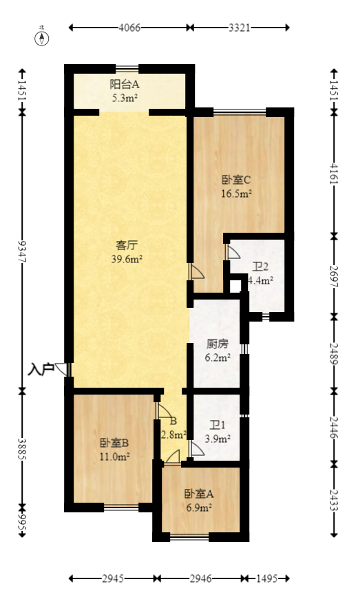 阳光城尚东湾青柠园  3室2厅2卫   123.00万室内图1