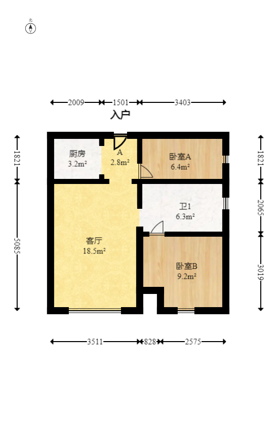 融科东南海  2室1厅1卫   60.00万室内图1