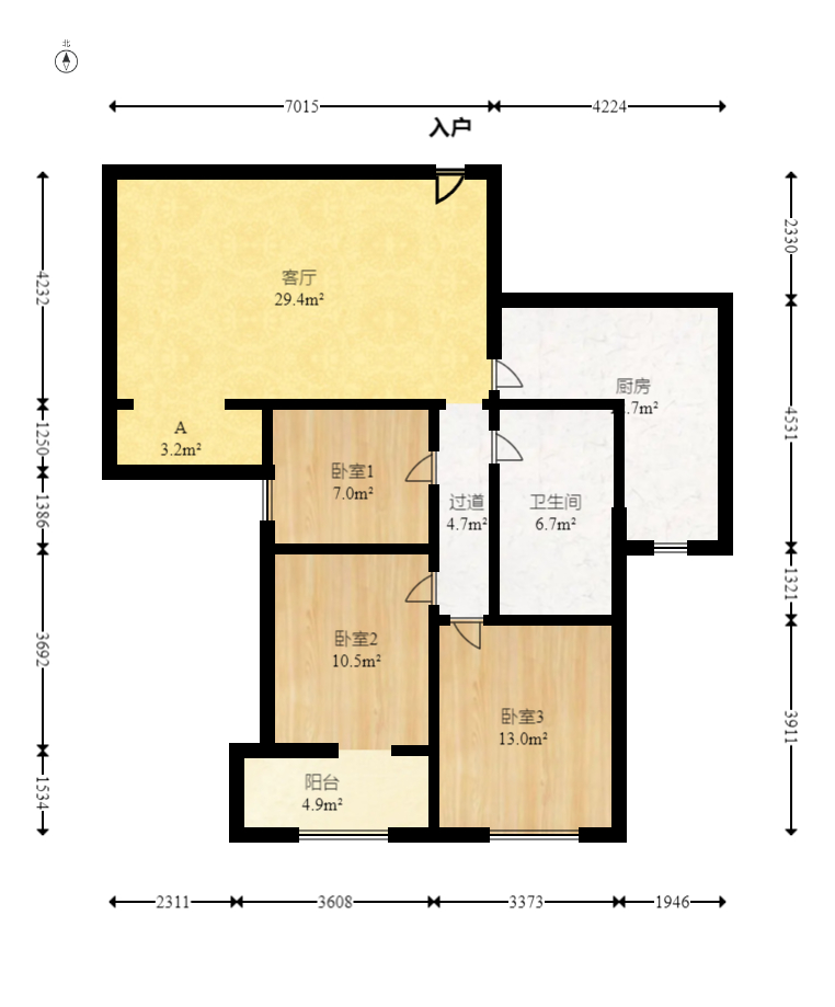 南山苏迪亚诺 3室2厅1卫 51.2万 南山苏迪亚诺 3室2厅1卫 51.2万户型图