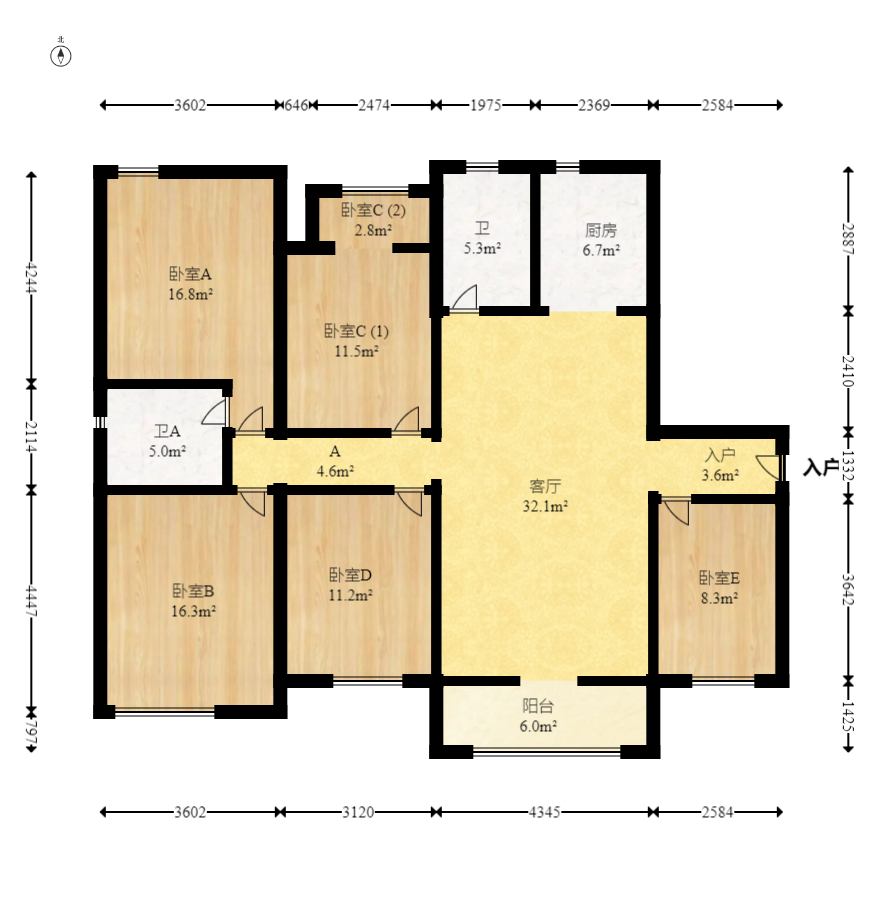中一九骏(枫桥苑) 5室2厅2卫 130.0万 中一九骏(枫桥苑) 5室2厅2卫 130.0万户型图