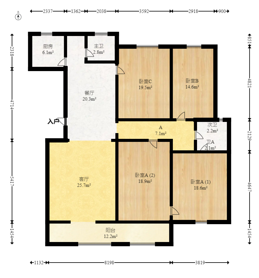 麓阳和景雅苑  4室2厅2卫   177.00万室内图1