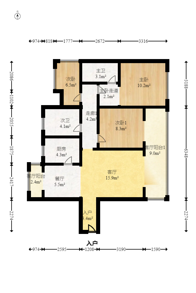 恩祥新城 3室2厅1卫 165.0万 恩祥新城 3室2厅1卫 165.0万户型图