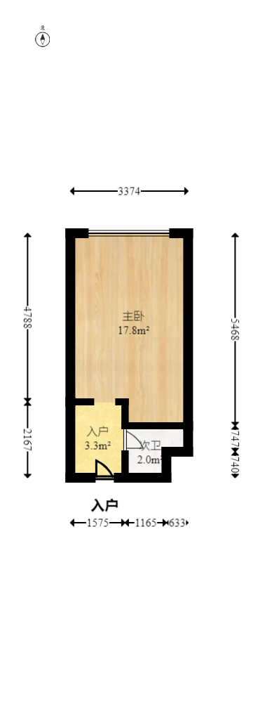 北岸青年公寓  1室1厅1卫   36.90万室内图1