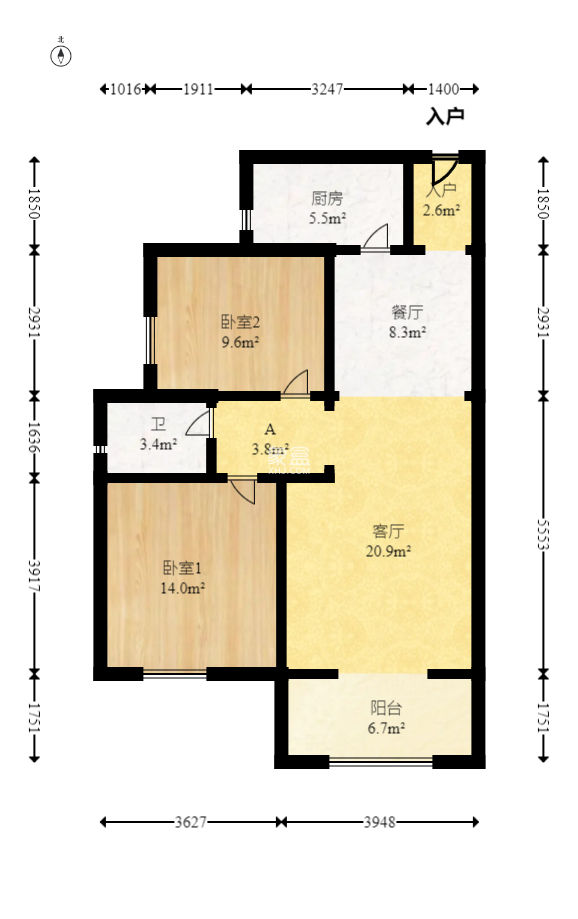 中欣楚天熙苑  2室2厅1卫   78.80万