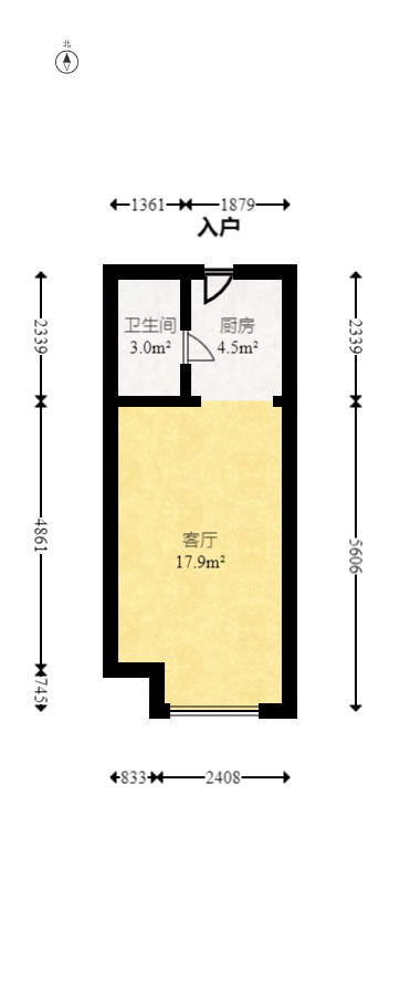 长沙檀府  1室1厅1卫   46.00万室内图1