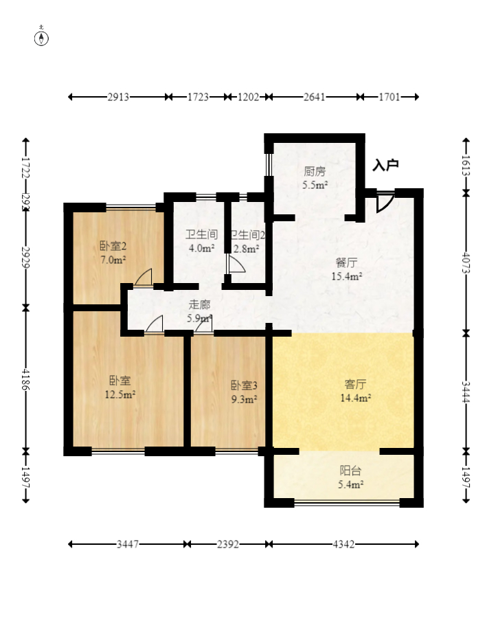 君合新城玺樾 3室2厅2卫 82.8万 君合新城玺樾 3室2厅2卫 82.8万户型图