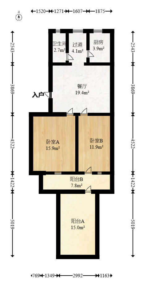 高正街散盘  2室1厅1卫   71.00万室内图1