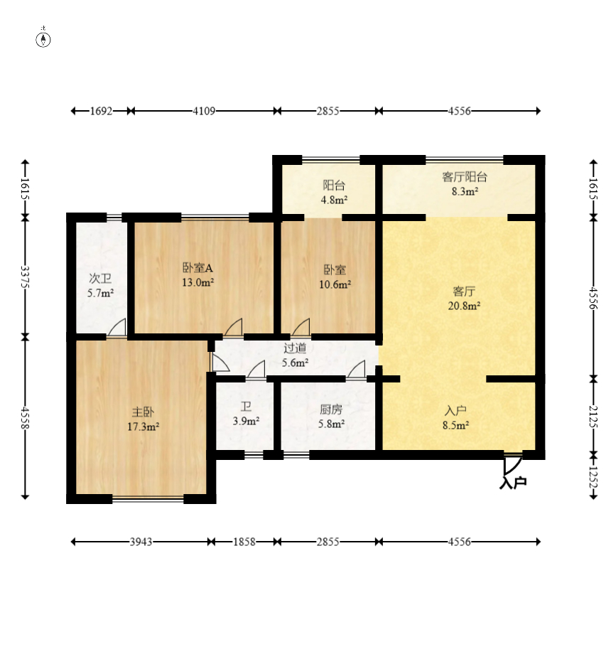 尚都花园城 3室2厅1卫 59.8万 尚都花园城 3室2厅1卫 59.8万户型图