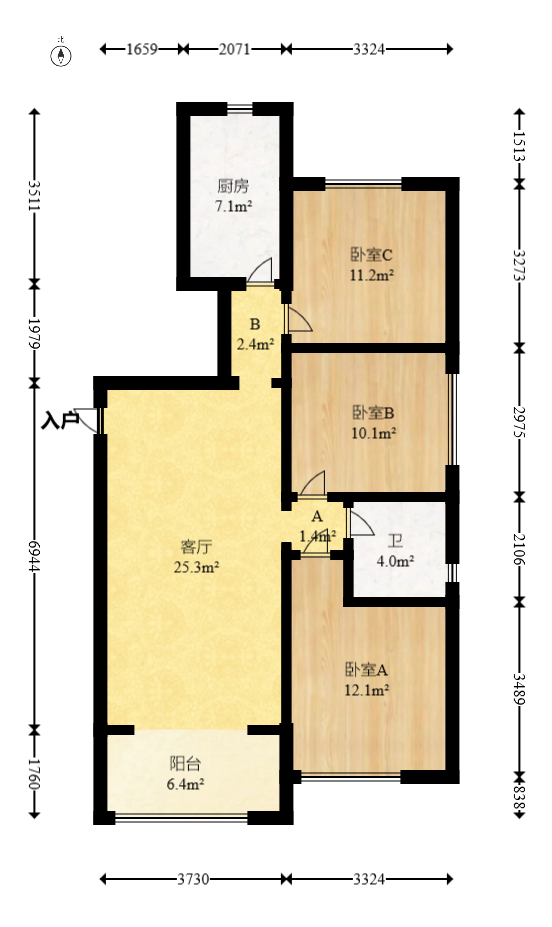 恒大雅苑  3室2厅1卫    72.0万 恒大雅苑  3室2厅1卫    72.0万户型图