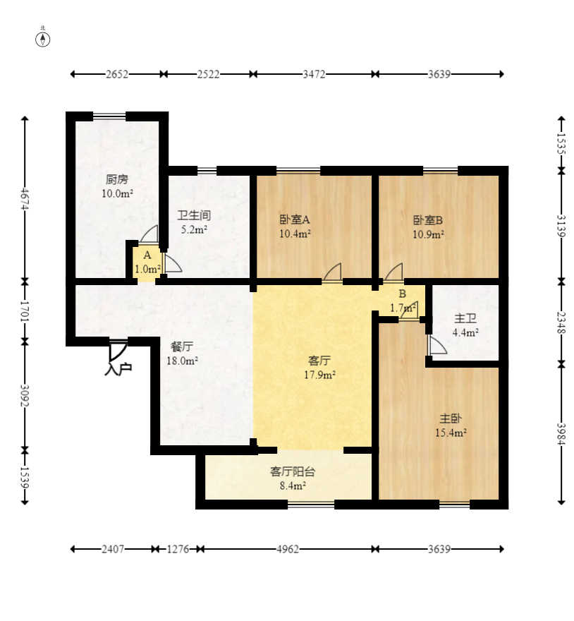 保利花园  3室2厅2卫   132.80万室内图1