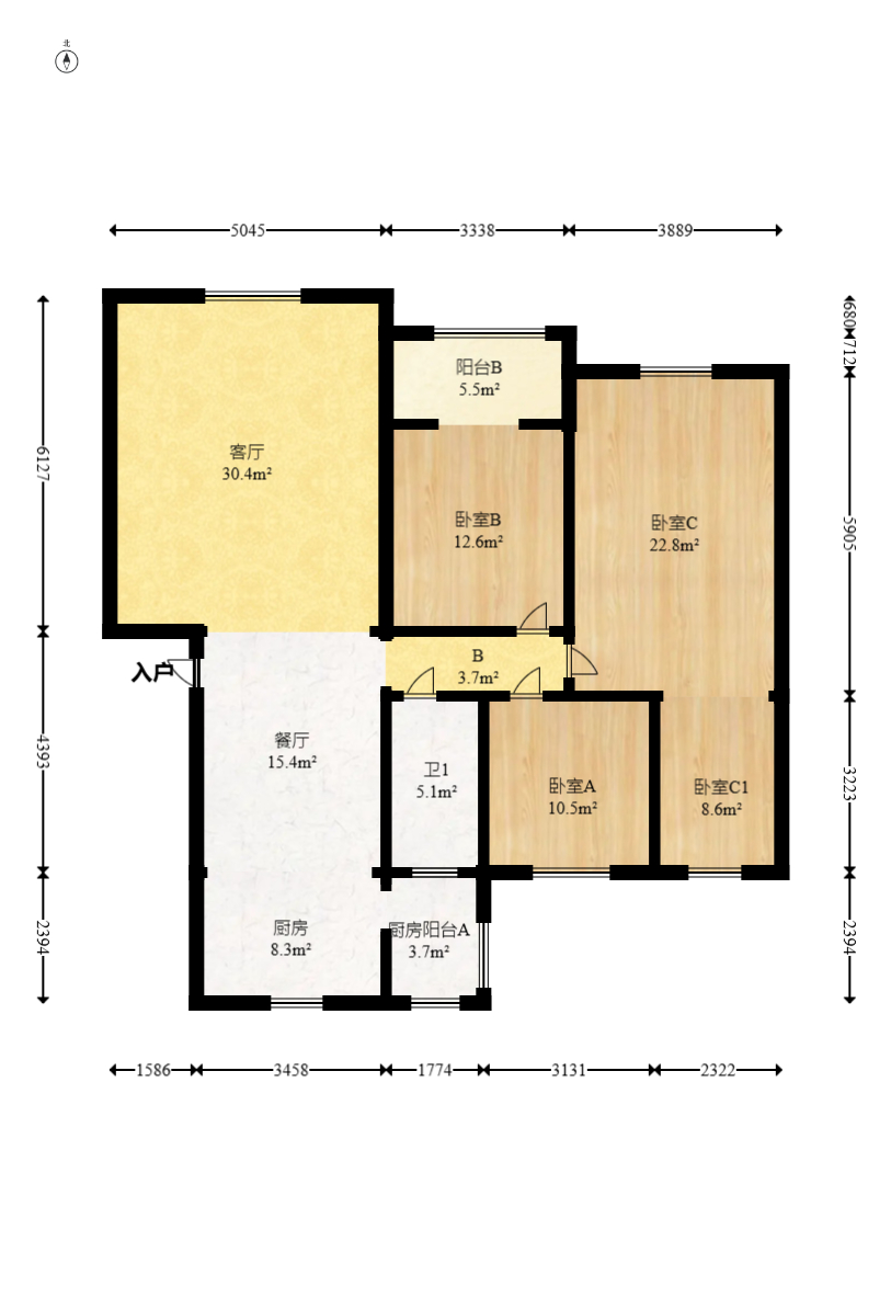 汇城上筑  4室2厅1卫   82.80万室内图1