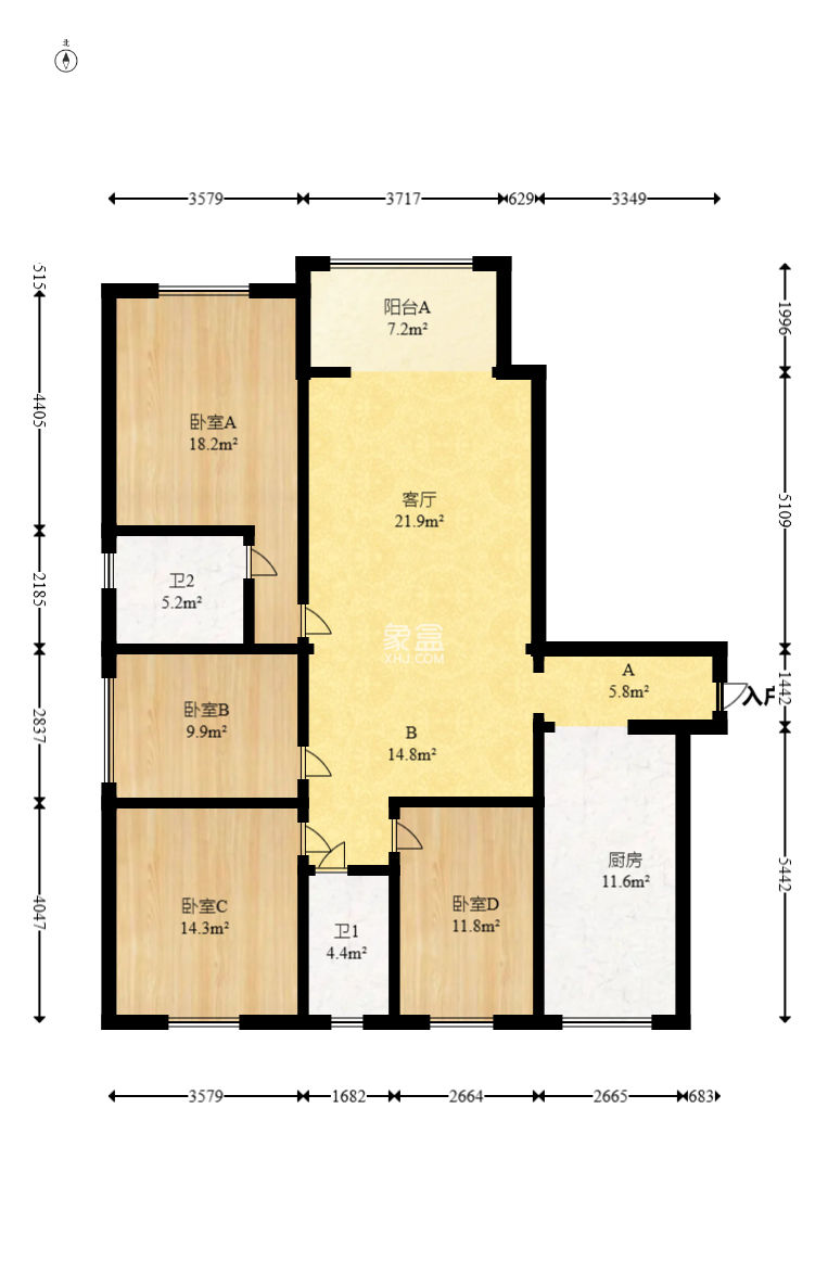 半山壹号  4室2厅2卫   185.00万
