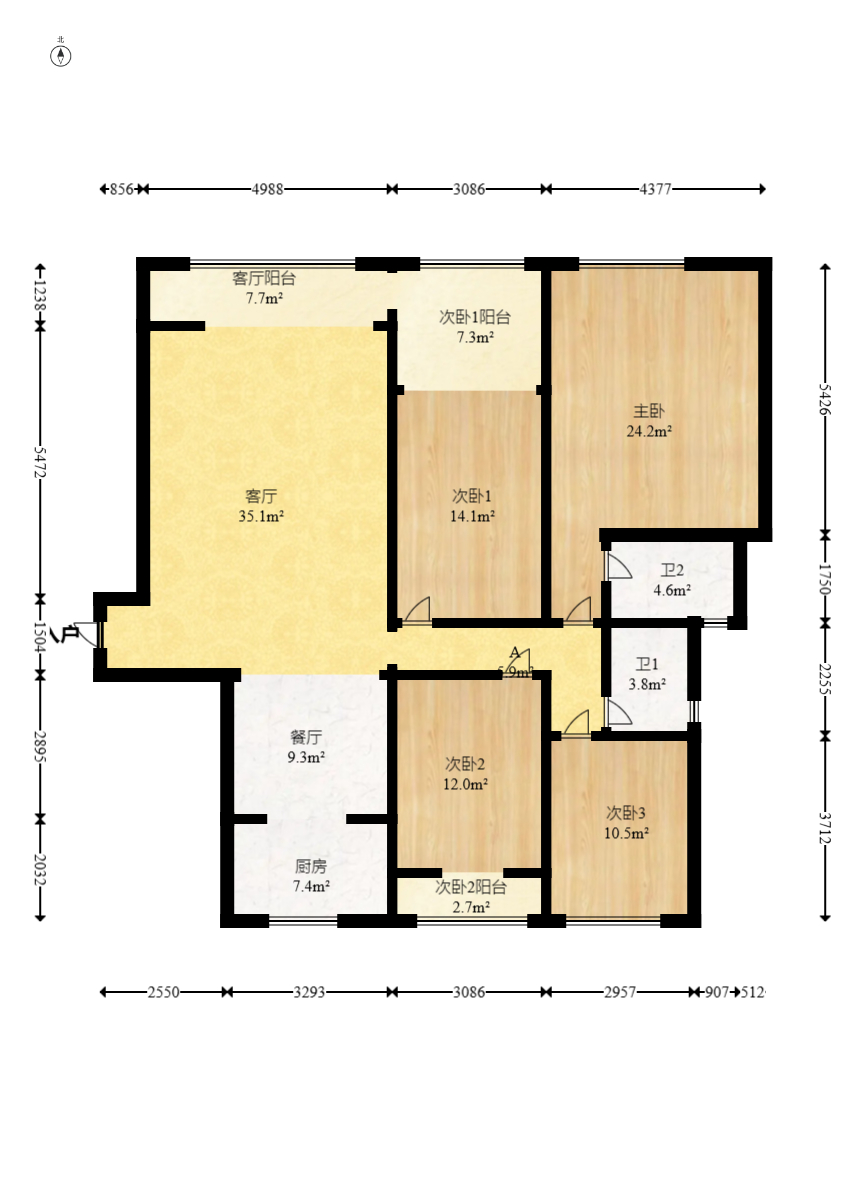 幸福里润城(幸福里二期)  4室2厅2卫    83.8万 幸福里润城(幸福里二期)  4室2厅2卫    83.8万户型图