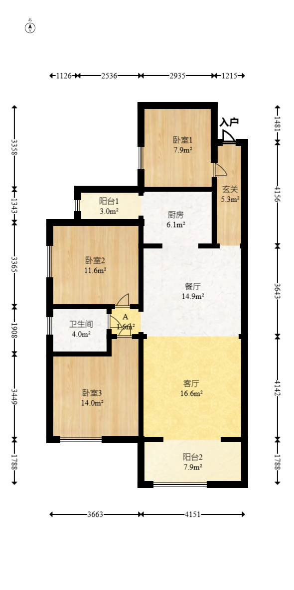 润和之悦（金泽园）  3室2厅1卫   80.00万室内图1