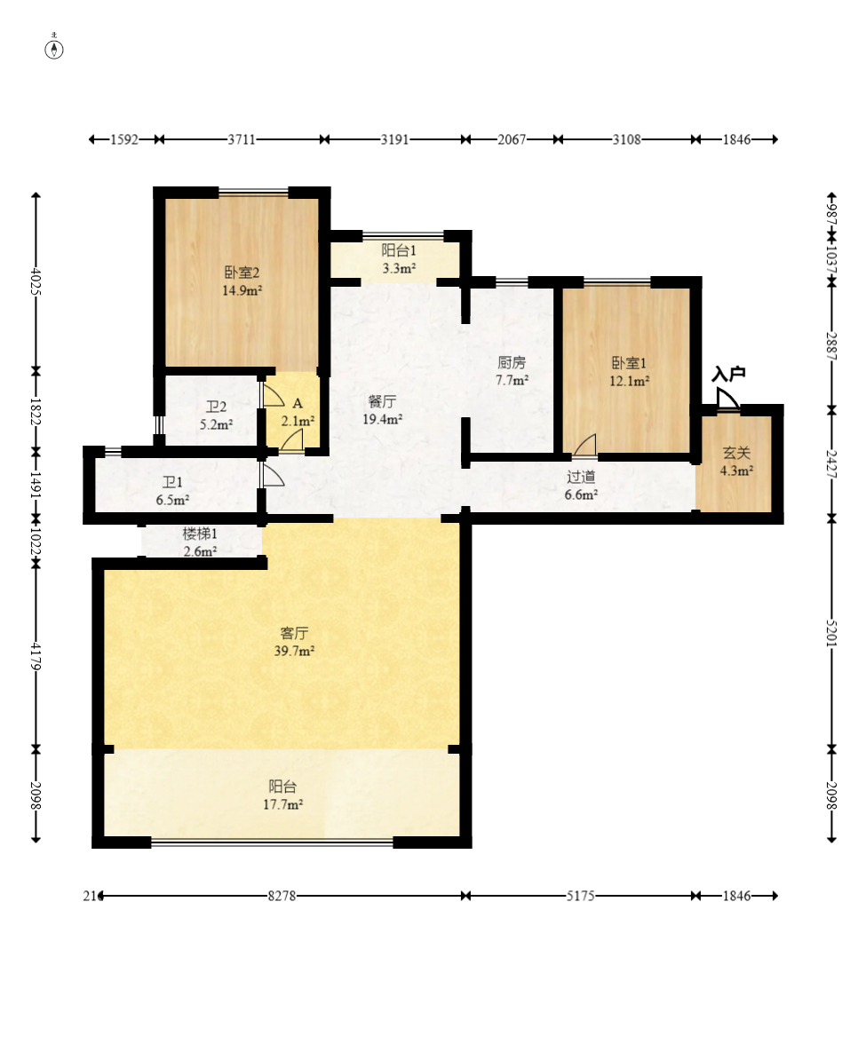 越秀湘江星汇城一期 4室2厅2卫 210.5万 越秀湘江星汇城一期 4室2厅2卫 210.5万户型图