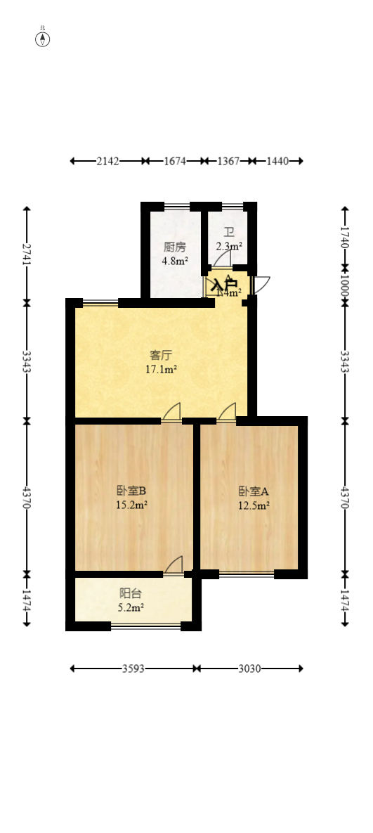 东风一村社区房（王家垅）  2室2厅1卫    37.99万室内图1