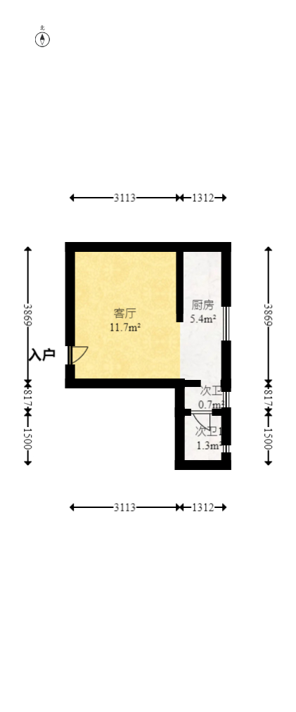 西城别院  1室1厅1卫   45.00万室内图1