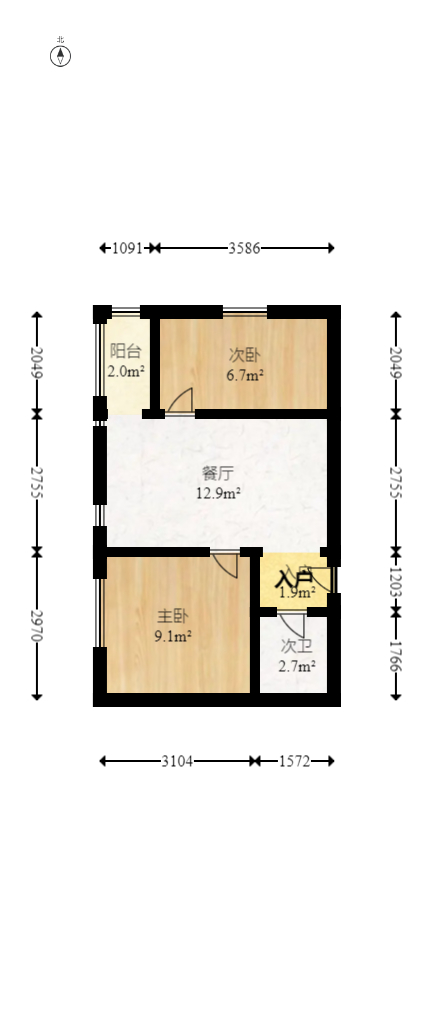 西城别院  2室2厅1卫   60.00万室内图1