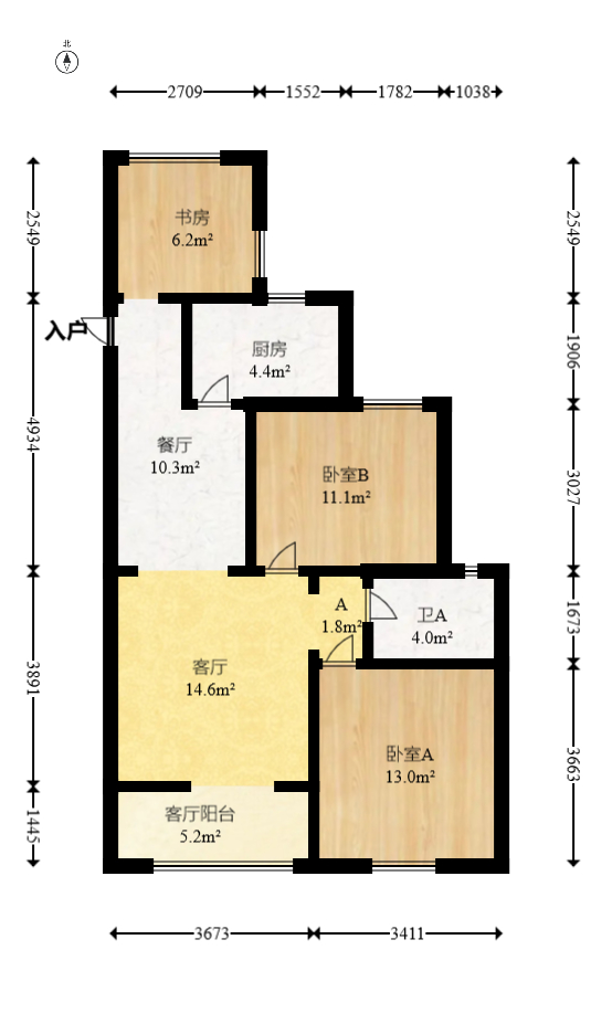 旭辉藏郡（藏郡、旭湘华府)  3室2厅1卫   269.00万室内图1