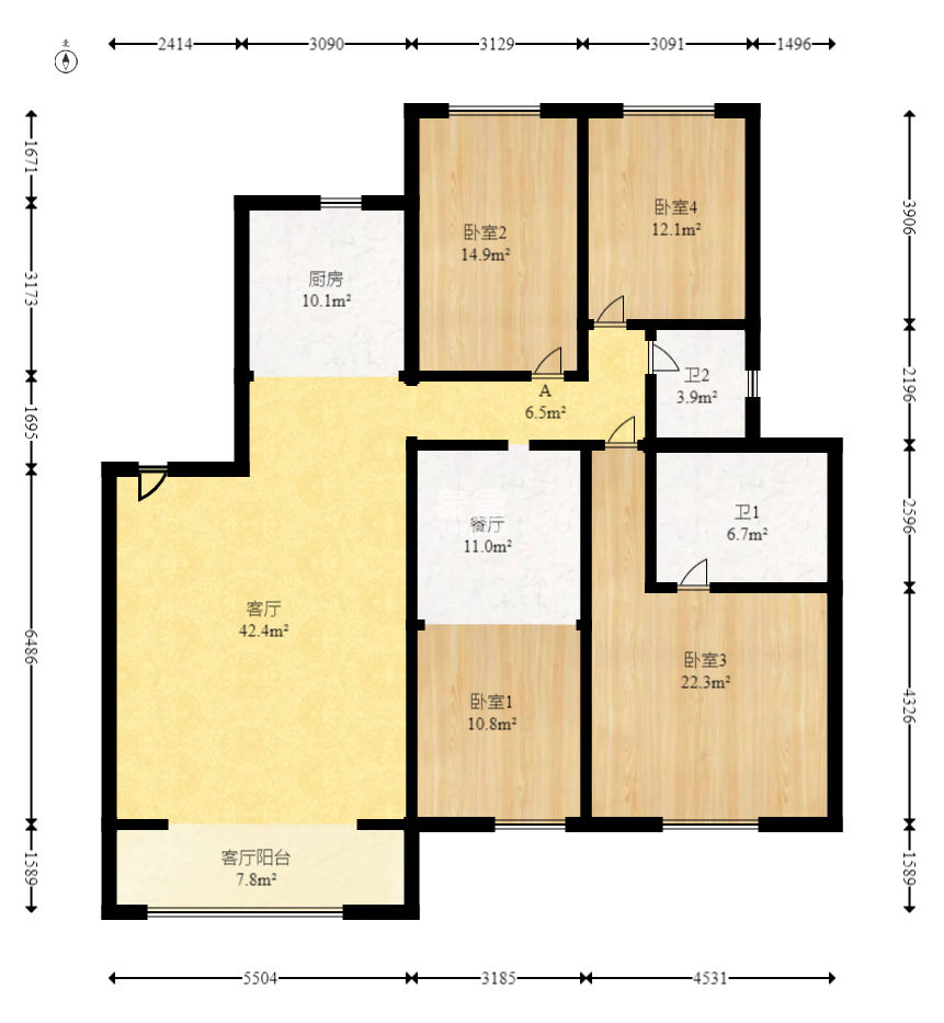 柠檬丽都  4室2厅1卫    120.0万