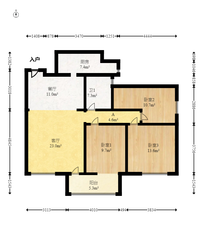 和庄  3室2厅2卫   115.00万室内图1